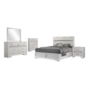Pemberly Row 5-Piece Contemporary Wood Full Bedroom Set in White