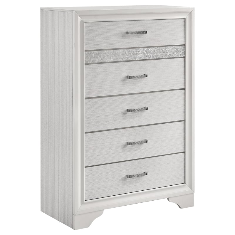 Pemberly Row 5-Piece Contemporary Wood Queen Bedroom Set in White