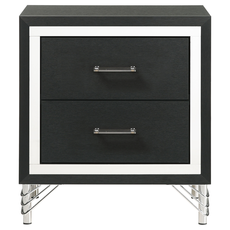 Pemberly Row 2-Drawer Rectangular Modern Engineered Wood Nightstand in Black