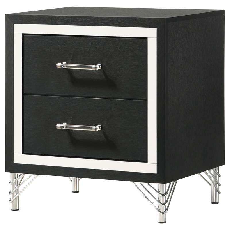 Pemberly Row 2-Drawer Rectangular Modern Engineered Wood Nightstand in Black