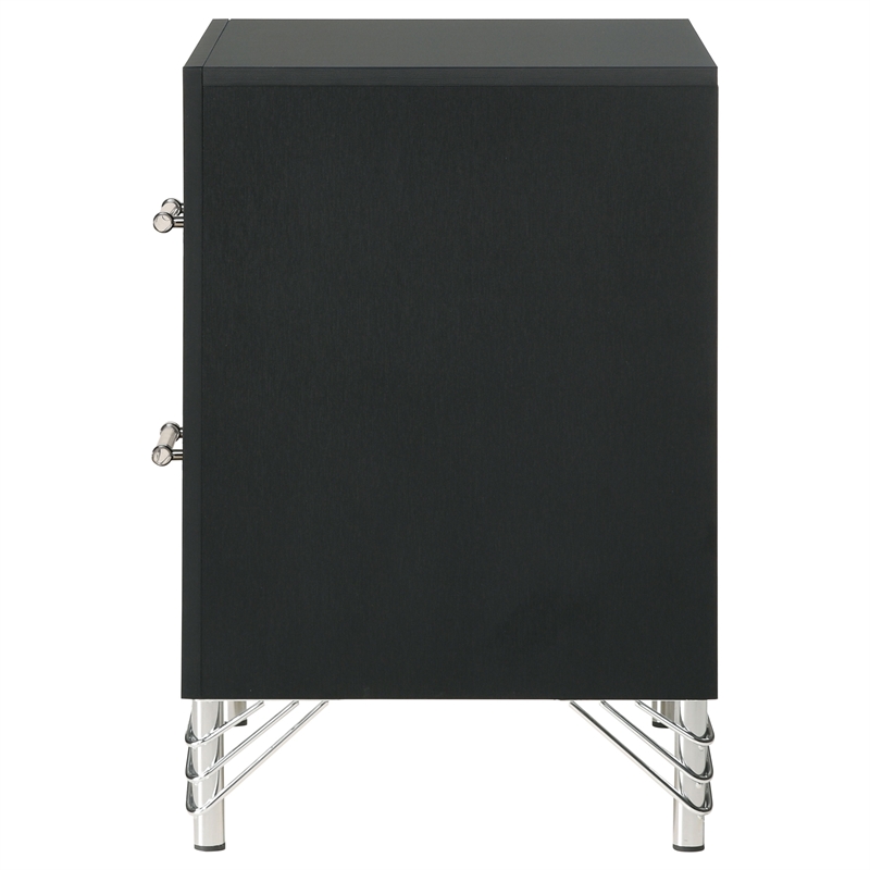 Pemberly Row 2-Drawer Rectangular Modern Engineered Wood Nightstand in Black