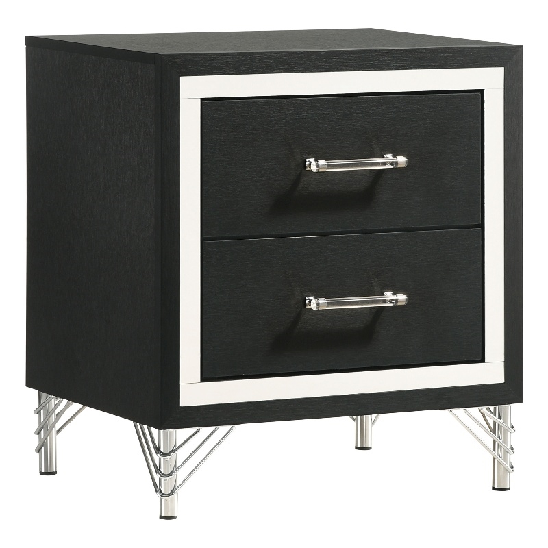 Pemberly Row 2-Drawer Rectangular Modern Engineered Wood Nightstand in Black