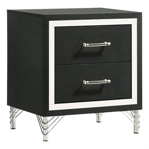 Pemberly Row 2-Drawer Rectangular Modern Engineered Wood Nightstand in Black