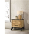 Pemberly Row 2-Drawer Rectangular Wood Nightstand in Natural Pine and Brown