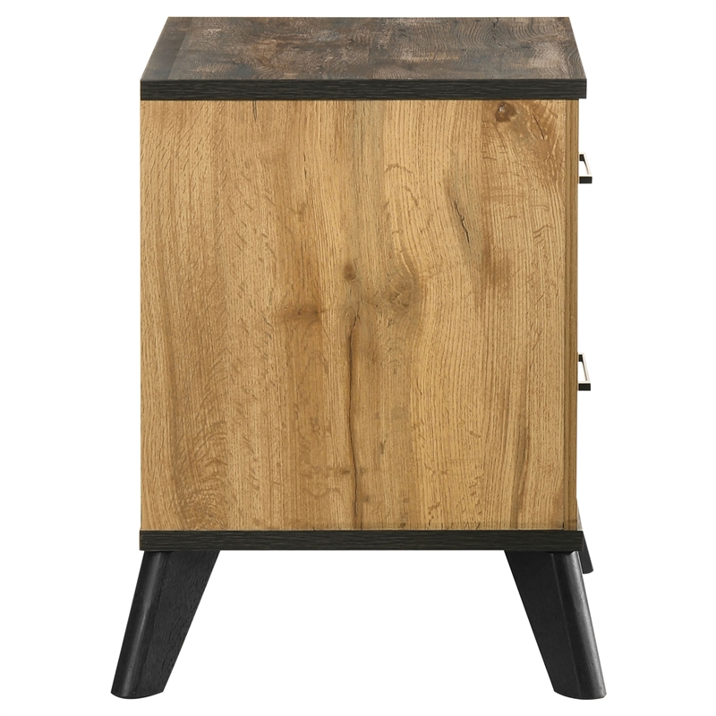 Pemberly Row 2-Drawer Rectangular Wood Nightstand in Natural Pine and Brown