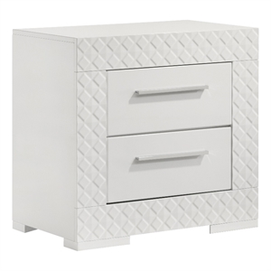 Pemberly Row 2-Drawer Contemporary Wood Nightstand White High Gloss