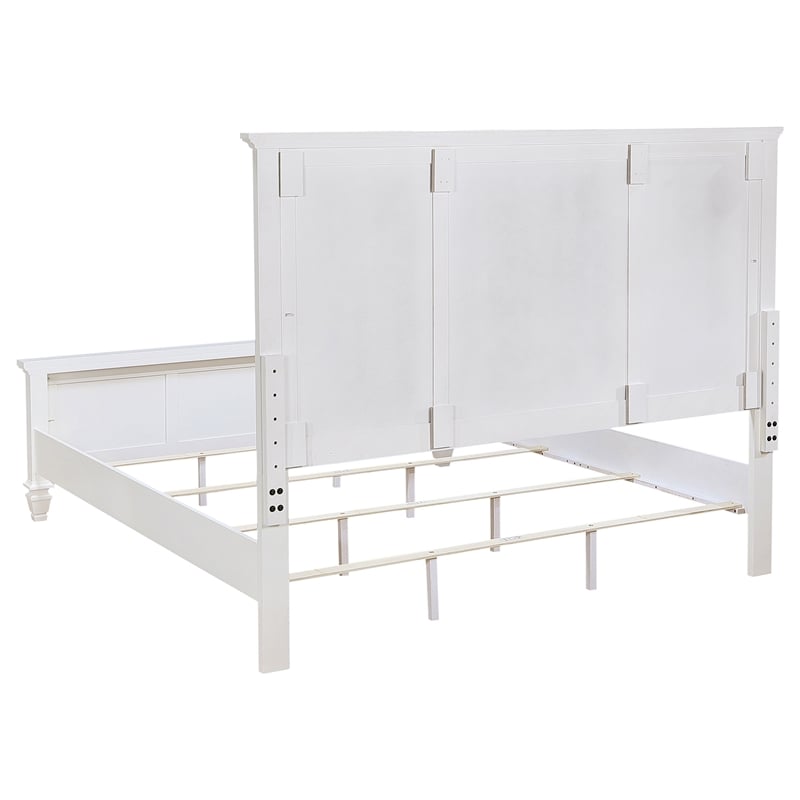 Pemberly Row 4-Piece Coastal Wood Eastern King Bedroom Set Cream White