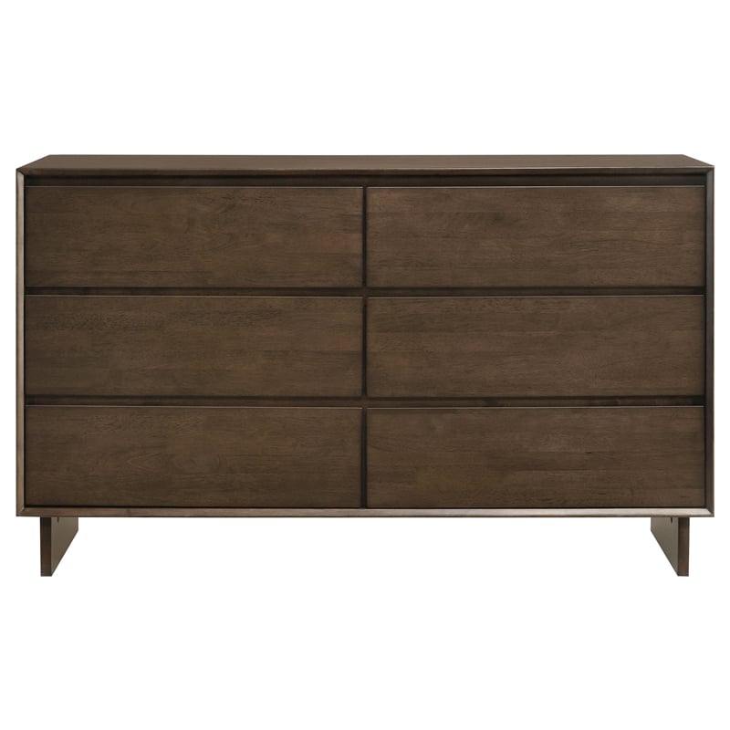 Pemberly Row 6-Drawer Rectangular Transitional Wood Dresser Warm Brown