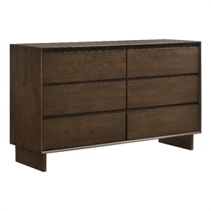 Pemberly Row 6-Drawer Rectangular Transitional Wood Dresser Warm Brown