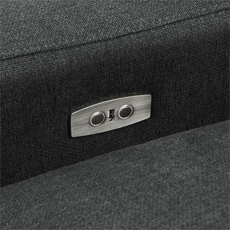 Pemberly Row Fabric Upholstered Modular Power Loveseat in Dark Gray
