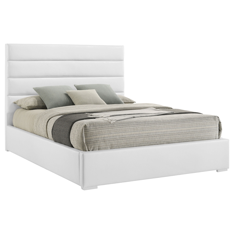 Pemberly Row 53-inch Faux Leather Upholstered California King Bed in White