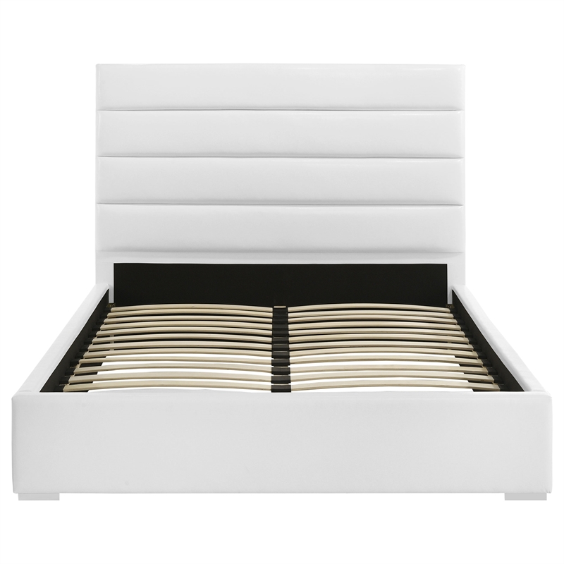Pemberly Row 53-inch Faux Leather Upholstered California King Bed in White