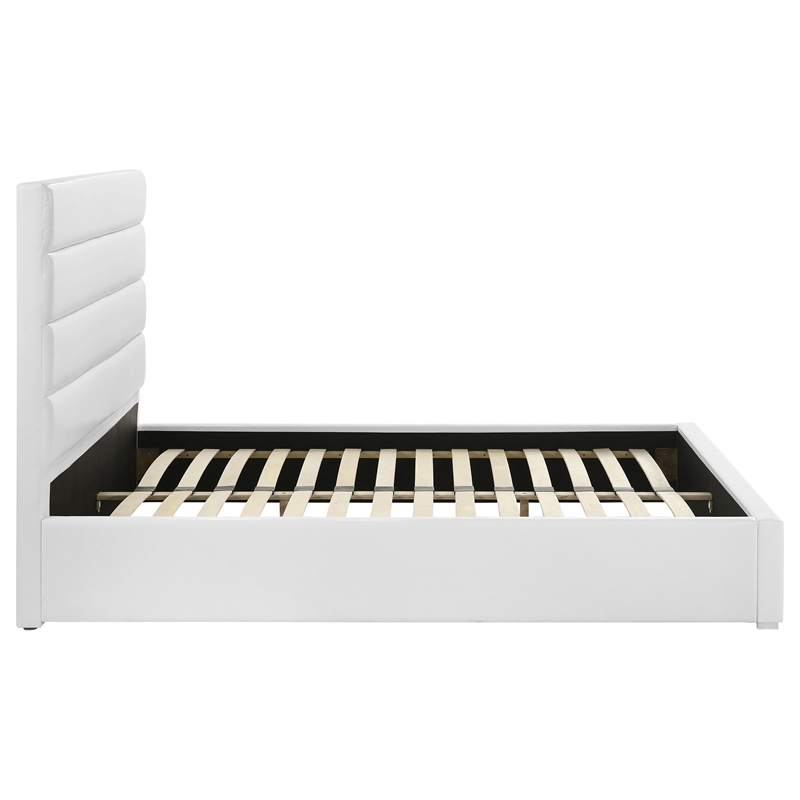 Pemberly Row 53-inch Faux Leather Upholstered California King Bed in White