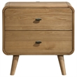 Pemberly Row Mid-Century Wood 2-Drawer Nightstand in Light Ash