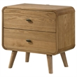 Pemberly Row Mid-Century Wood 2-Drawer Nightstand in Light Ash