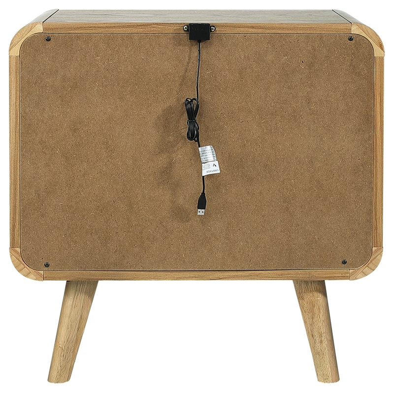 Pemberly Row Mid-Century Wood 2-Drawer Nightstand in Light Ash