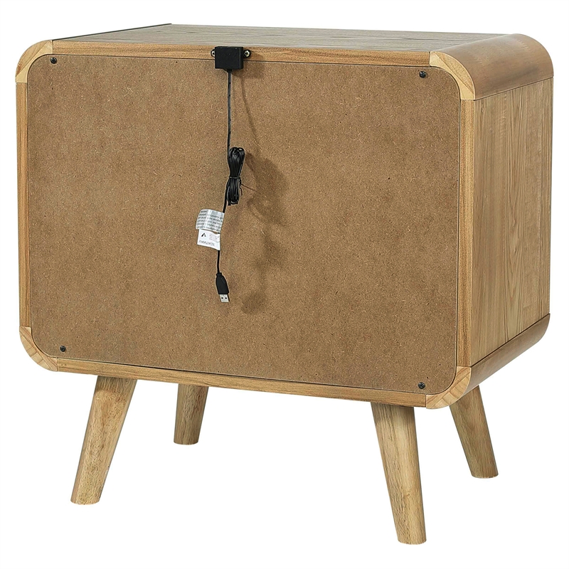 Pemberly Row Mid-Century Wood 2-Drawer Nightstand in Light Ash