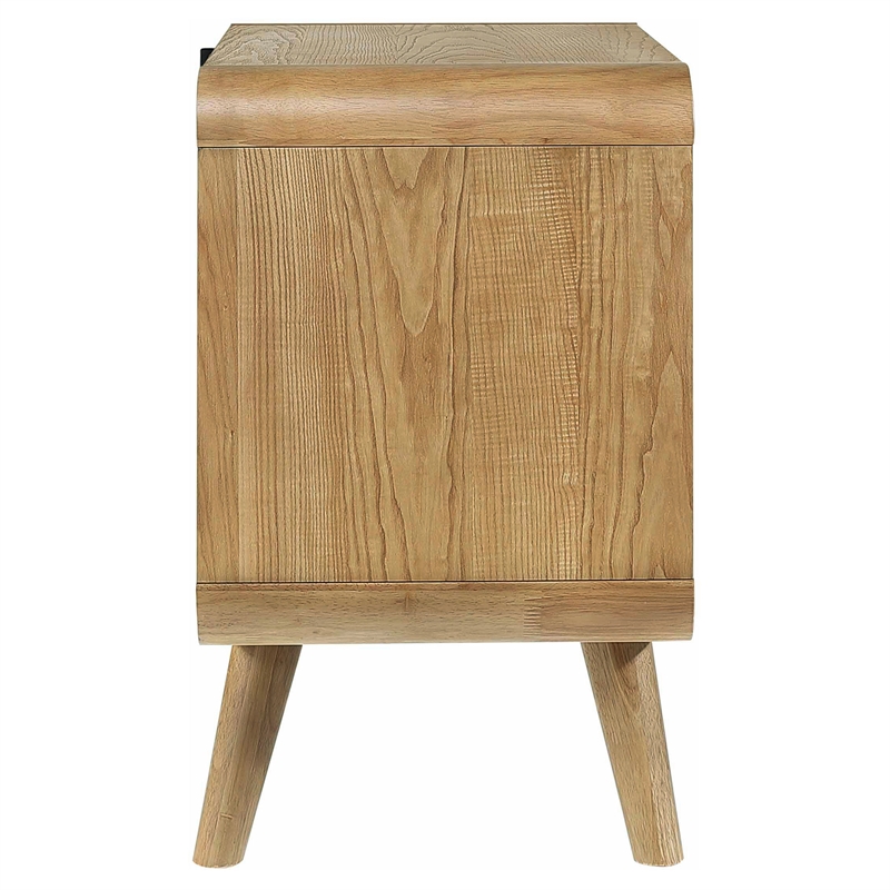 Pemberly Row Mid-Century Wood 2-Drawer Nightstand in Light Ash