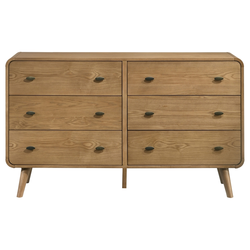 Pemberly Row 6-Drawer Mid-Century Wood Bedroom Dresser in Light Ash