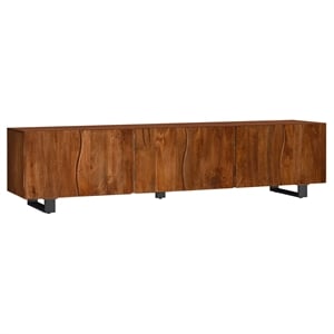 Pemberly Row 86&quot Wood TV Stand Media Console for TVs up to 90&quot in Mango Brown