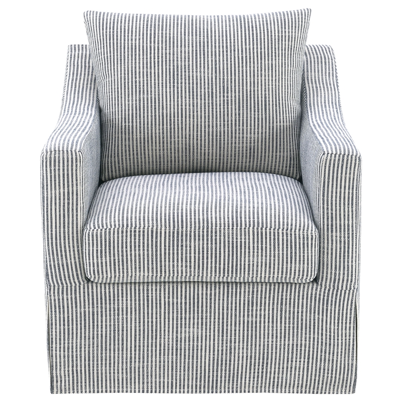 Pemberly Row Fabric Upholstered Sloped Arm Accent Swivel Chair in Gray
