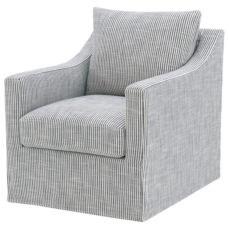 Pemberly Row Fabric Upholstered Sloped Arm Accent Swivel Chair in Gray