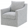 Pemberly Row Fabric Upholstered Sloped Arm Accent Swivel Chair in Gray