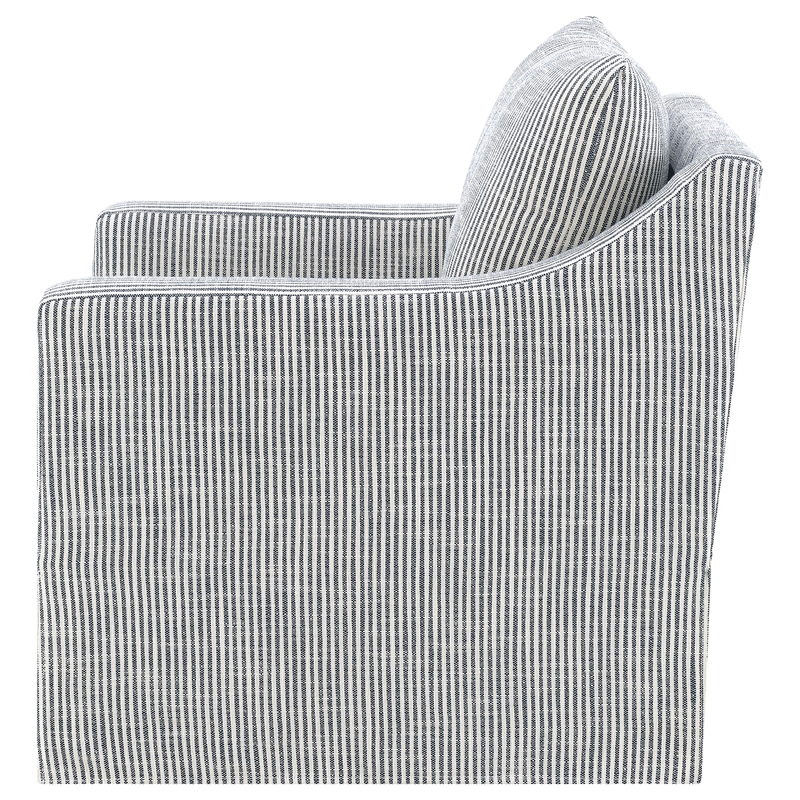 Pemberly Row Fabric Upholstered Sloped Arm Accent Swivel Chair in Gray
