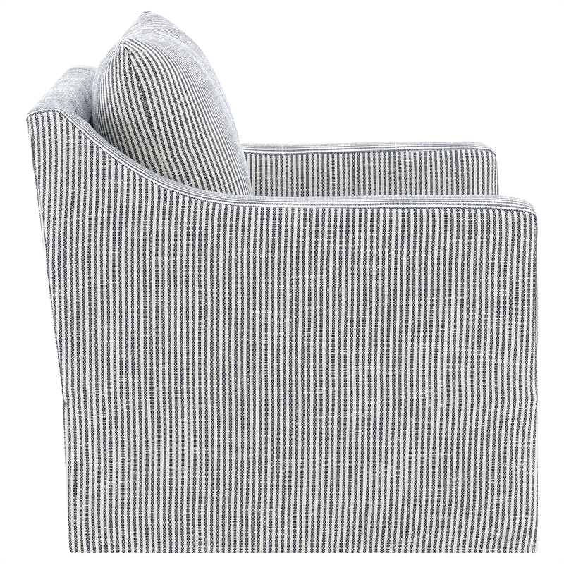 Pemberly Row Fabric Upholstered Sloped Arm Accent Swivel Chair in Gray