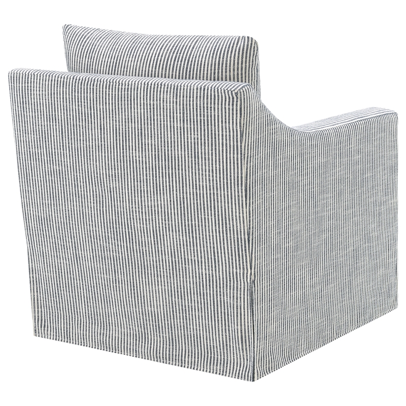 Pemberly Row Fabric Upholstered Sloped Arm Accent Swivel Chair in Gray