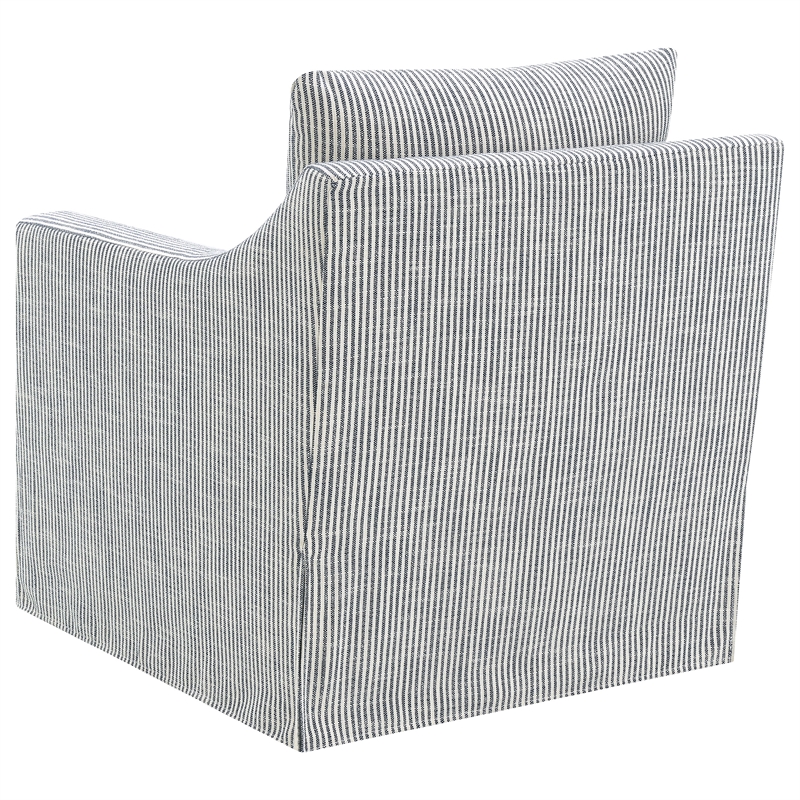 Pemberly Row Fabric Upholstered Sloped Arm Accent Swivel Chair in Gray