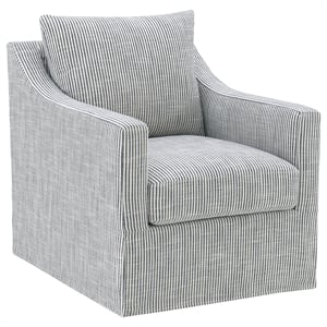 Pemberly Row Fabric Upholstered Sloped Arm Accent Swivel Chair in Gray
