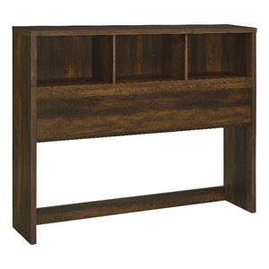 Pemberly Row Transitional 49&quot Wood Queen Bookcase Headboard in Dark Pine