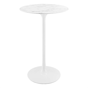 Pemberly Row 28&quot Round Modern Artificial Marble Bar Table in White