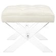Pemberly Row Solid Wood and Velvet Polyester Fabric Bench in Ivory