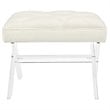Pemberly Row Solid Wood and Velvet Polyester Fabric Bench in Ivory