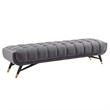 Pemberly Row Tufted Performance Velvet Bench in Gray and Black