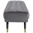 Pemberly Row Tufted Performance Velvet Bench in Gray and Black