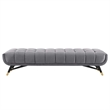 Pemberly Row Tufted Performance Velvet Bench in Gray and Black