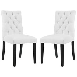 Pemberly Row 21&quot Modern Vinyl Dining Chair in White (Set of 2)