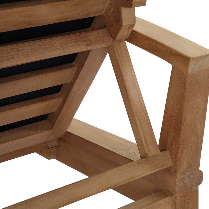 Pemberly Row Contemporary Patio Chaise Lounge in Natural and Navy