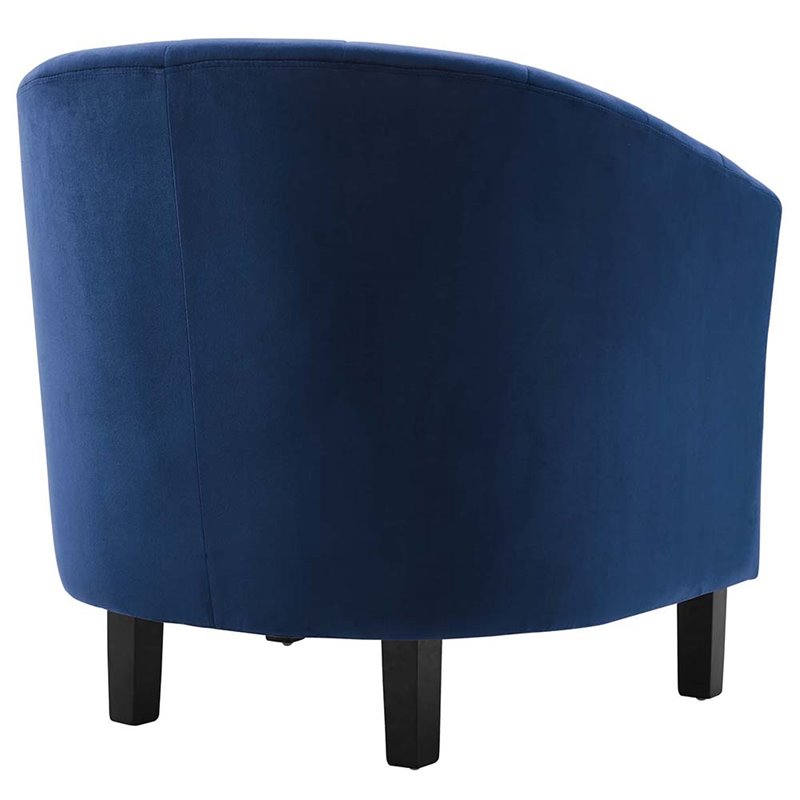 Pemberly Row Channel Tufted Performance Velvet Armchair in Navy