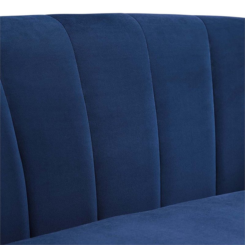 Pemberly Row Channel Tufted Performance Velvet Armchair in Navy