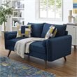 Pemberly Row Modern Fabric Upholstered Loveseat in Walnut/Azure