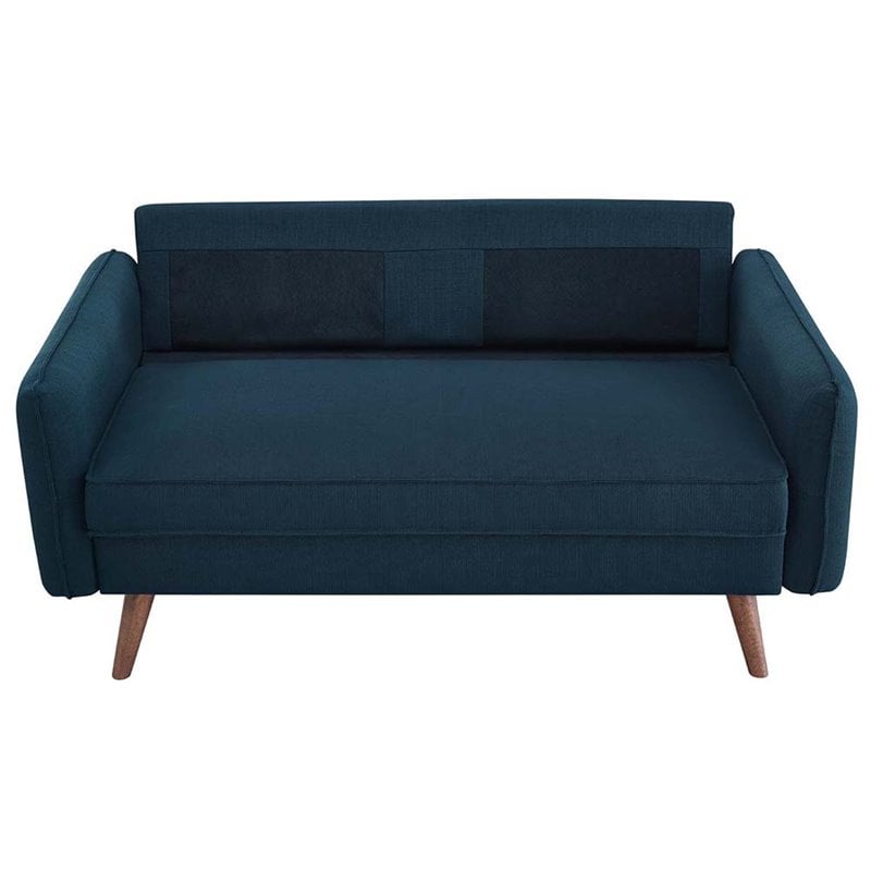 Pemberly Row Modern Fabric Upholstered Loveseat in Walnut/Azure
