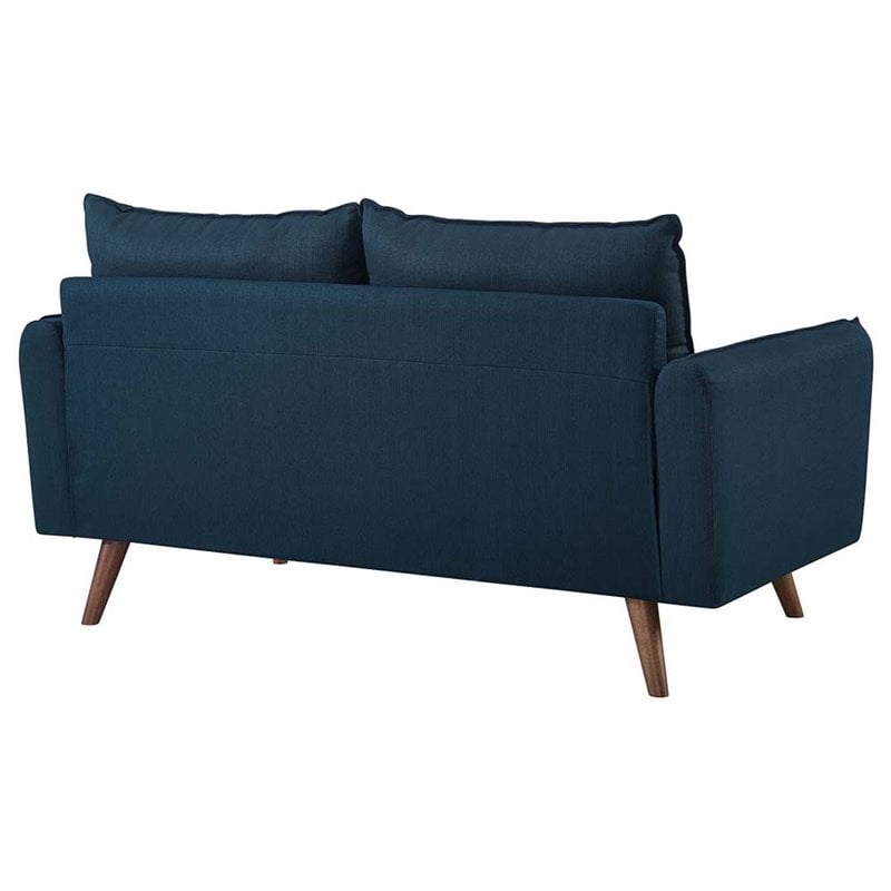 Pemberly Row Modern Fabric Upholstered Loveseat in Walnut/Azure