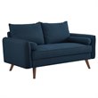 Pemberly Row Modern Fabric Upholstered Loveseat in Walnut/Azure