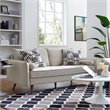 Pemberly Row Modern Fabric Upholstered Sofa in Beige & Walnut