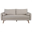 Pemberly Row Modern Fabric Upholstered Sofa in Beige & Walnut