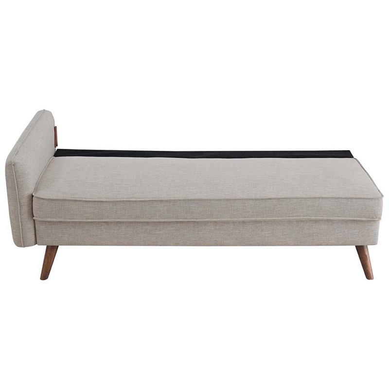 Pemberly Row Modern Fabric Upholstered Sofa in Beige & Walnut